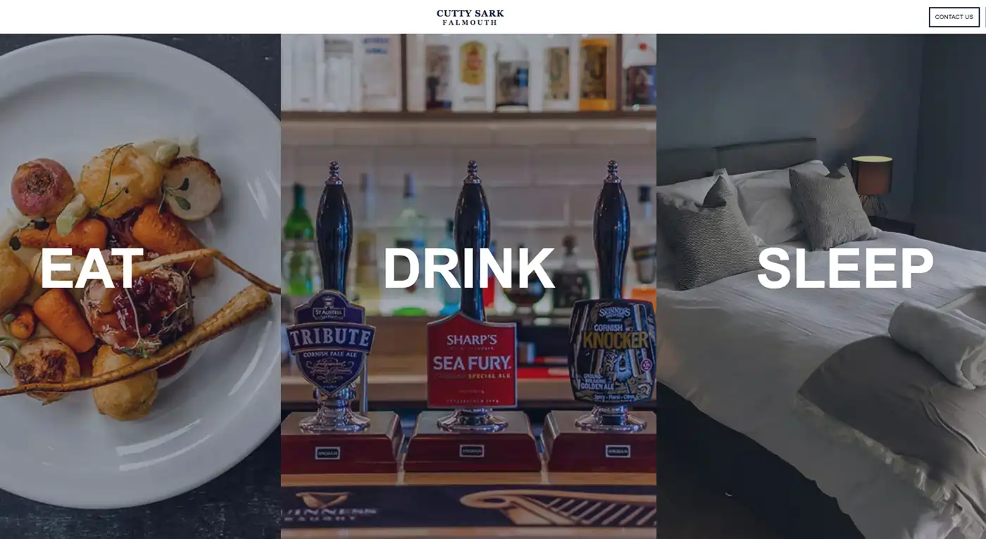 Cutty Sark inn Website screenshot