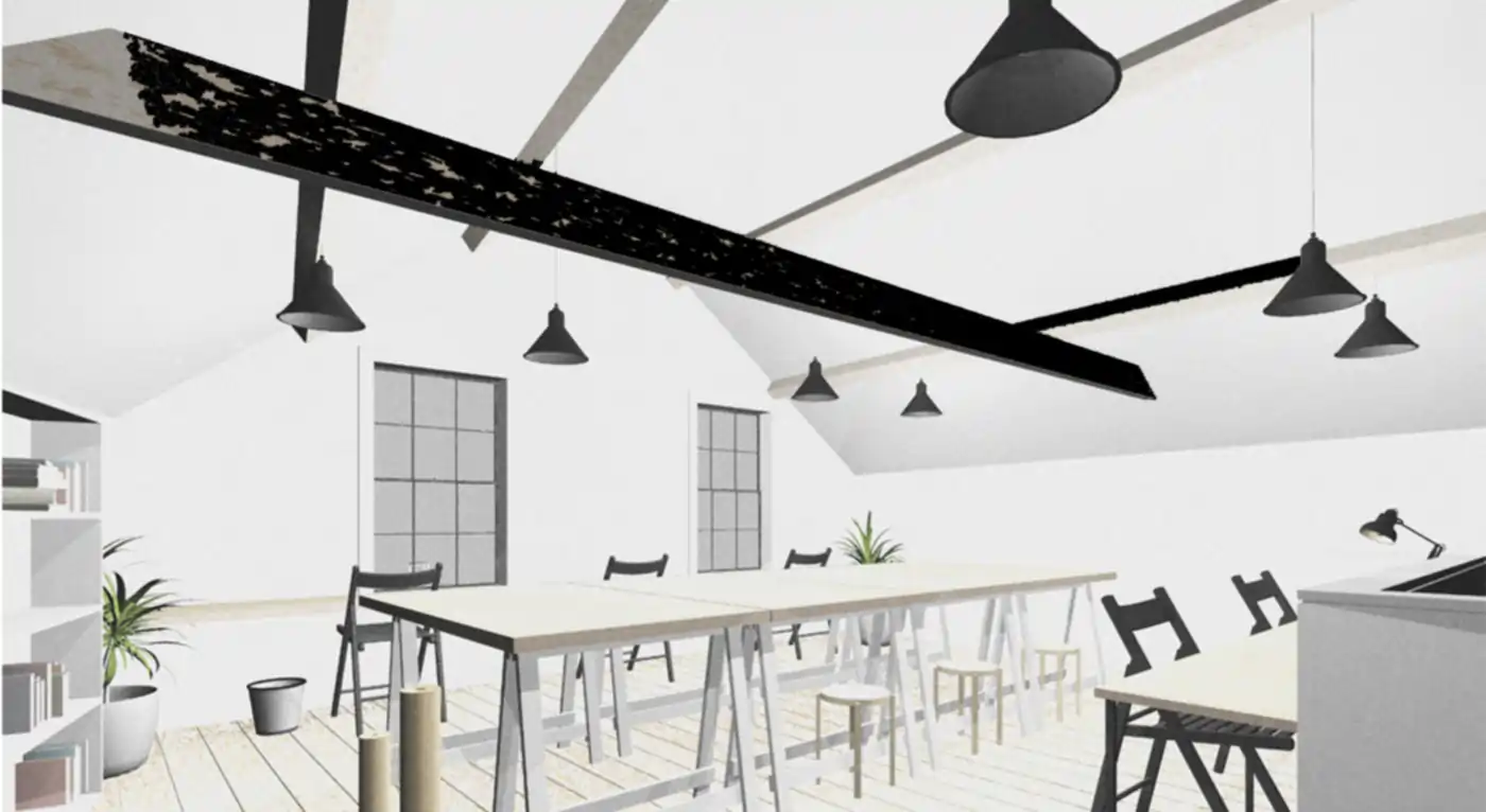 3d render image of Dark Lane Studios interior